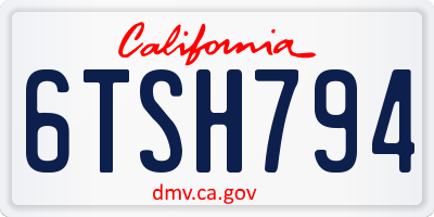 CA license plate 6TSH794