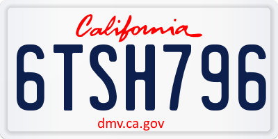 CA license plate 6TSH796