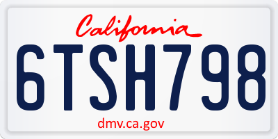 CA license plate 6TSH798