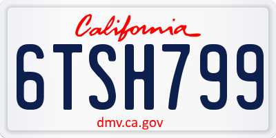 CA license plate 6TSH799