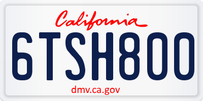 CA license plate 6TSH800