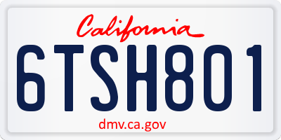 CA license plate 6TSH801