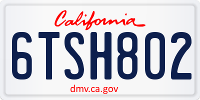 CA license plate 6TSH802