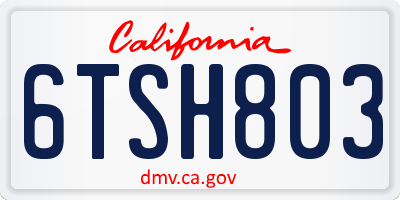 CA license plate 6TSH803