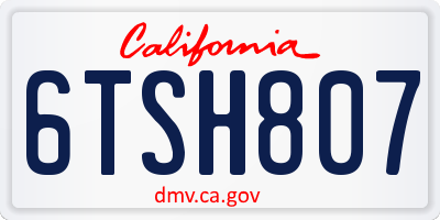 CA license plate 6TSH807