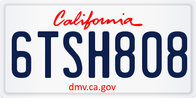 CA license plate 6TSH808