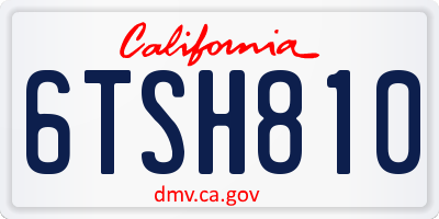 CA license plate 6TSH810
