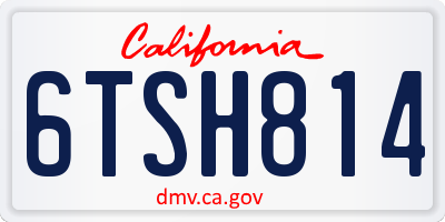 CA license plate 6TSH814