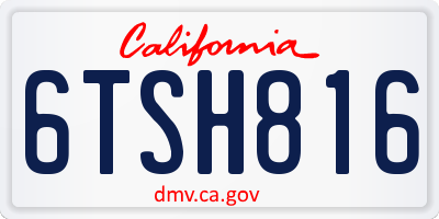 CA license plate 6TSH816