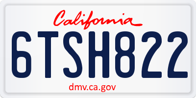 CA license plate 6TSH822