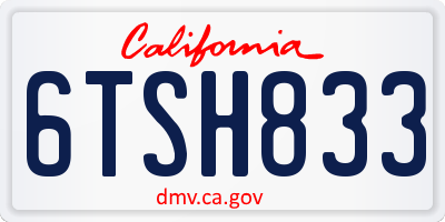 CA license plate 6TSH833