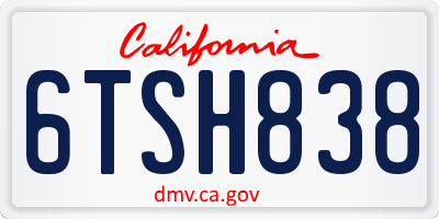 CA license plate 6TSH838