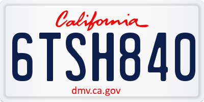 CA license plate 6TSH840