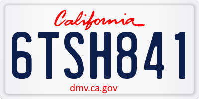 CA license plate 6TSH841