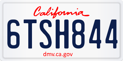 CA license plate 6TSH844