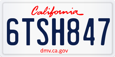 CA license plate 6TSH847