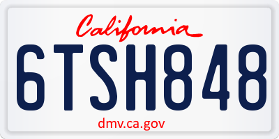 CA license plate 6TSH848