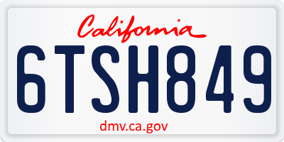 CA license plate 6TSH849