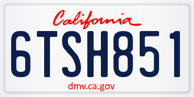CA license plate 6TSH851