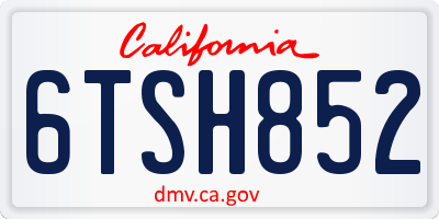 CA license plate 6TSH852