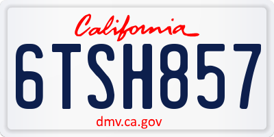 CA license plate 6TSH857