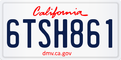 CA license plate 6TSH861