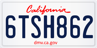 CA license plate 6TSH862