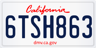 CA license plate 6TSH863