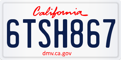 CA license plate 6TSH867