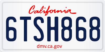 CA license plate 6TSH868