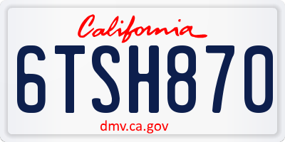 CA license plate 6TSH870