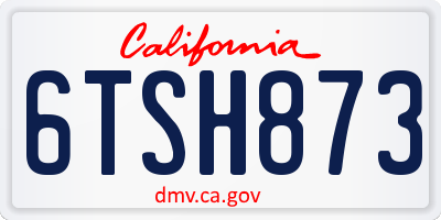 CA license plate 6TSH873