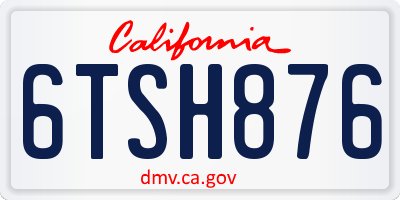 CA license plate 6TSH876