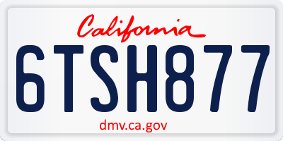 CA license plate 6TSH877