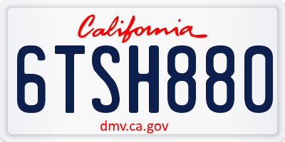 CA license plate 6TSH880