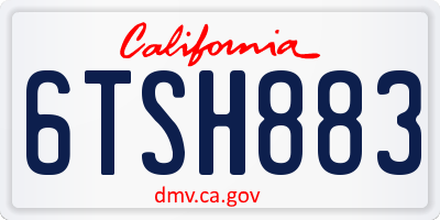 CA license plate 6TSH883