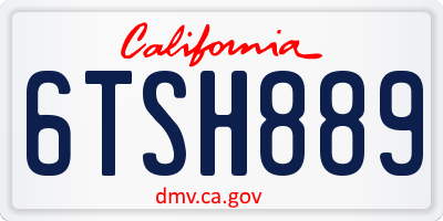 CA license plate 6TSH889