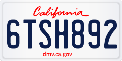 CA license plate 6TSH892