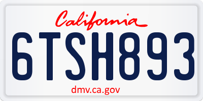 CA license plate 6TSH893