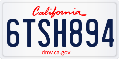 CA license plate 6TSH894