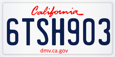 CA license plate 6TSH903