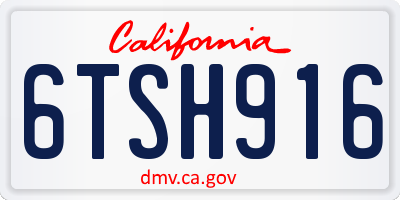 CA license plate 6TSH916