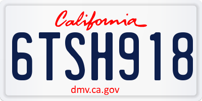 CA license plate 6TSH918