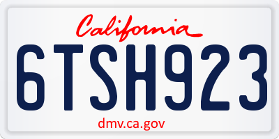 CA license plate 6TSH923