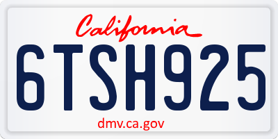 CA license plate 6TSH925