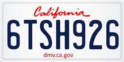 CA license plate 6TSH926