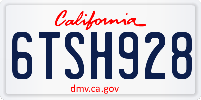 CA license plate 6TSH928