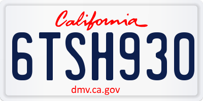 CA license plate 6TSH930
