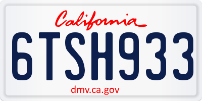 CA license plate 6TSH933