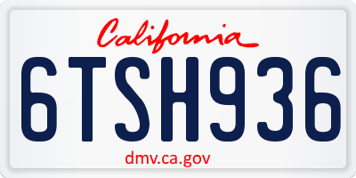CA license plate 6TSH936